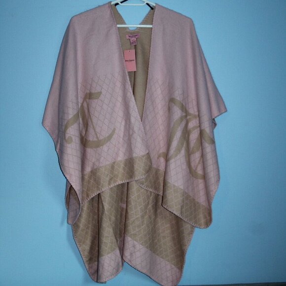 Juicy Couture Jackets & Blazers - Juicy Couture Women's Pink and Tan Wrap Shawl JC Logo NWT